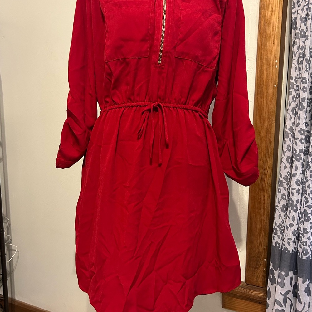 Rue21 Vibrant Red Long Sleeve Dress